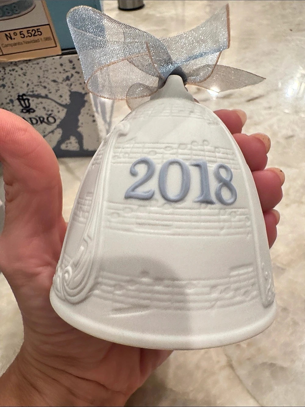 Lladró 2018 Christmas Bell Ornament White & Silver